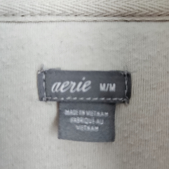 Aerie Sherpa Fleece Snap Up Cream Colored Pullover Women's Medium - Picture 7 of 9